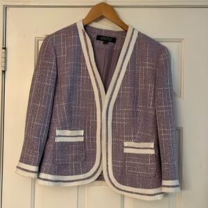 Kasper Lavender Tweed Open Front Jacket Blazer Size 10